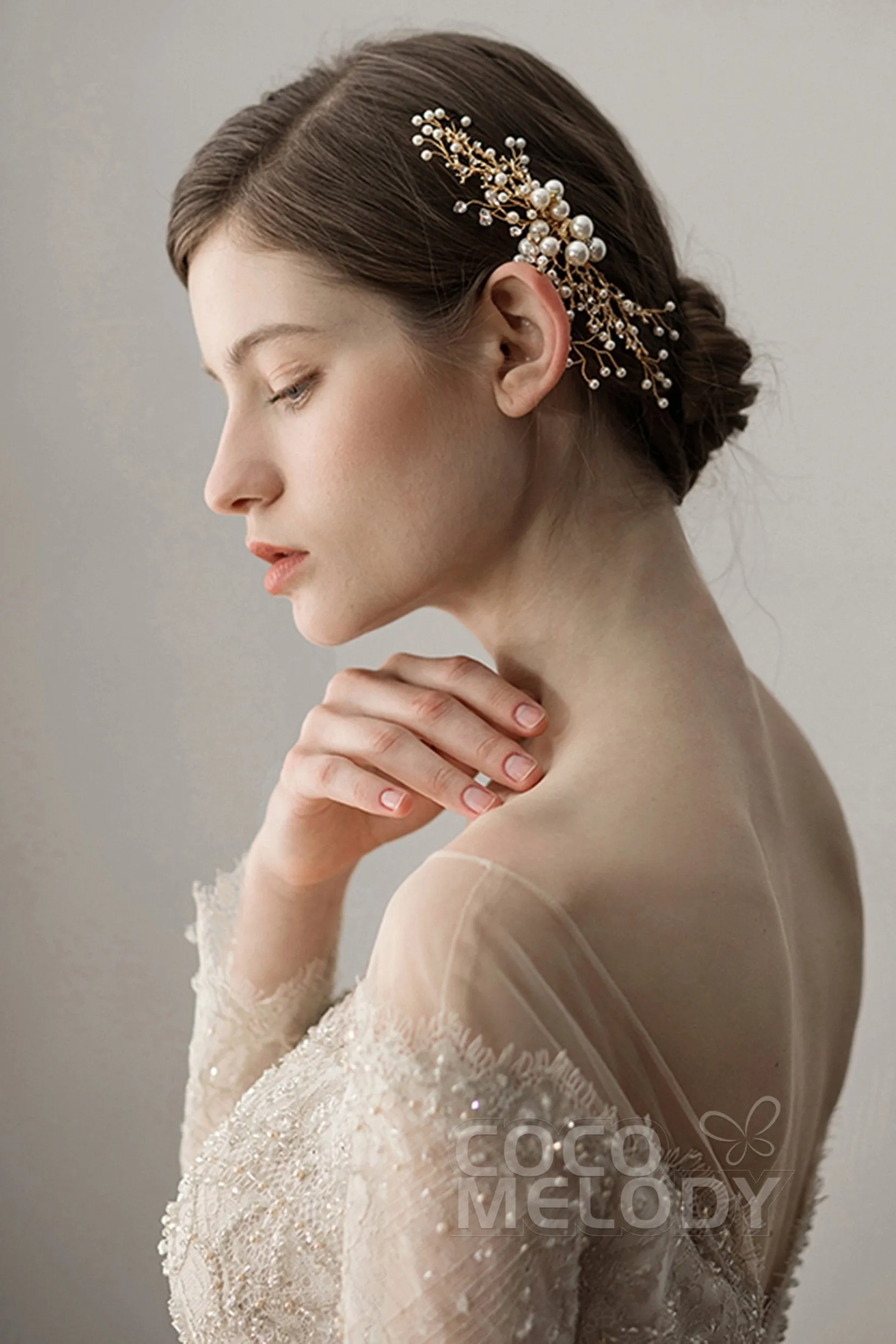 Alloy Hair Combs with Imitation Pearl and Rhinestone AH18007 sold by Cocomelody product image thumbnail 5