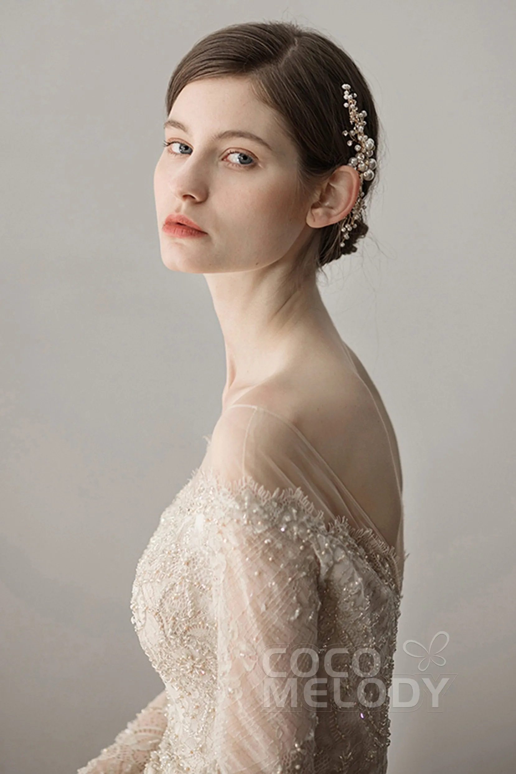 Alloy Hair Combs with Imitation Pearl and Rhinestone AH18007 sold by Cocomelody