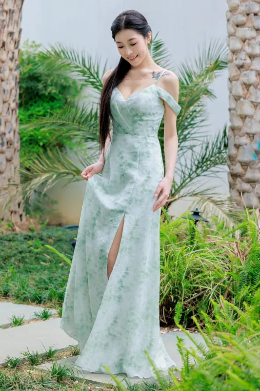 A-Line Floor Length Print Bridesmaid Dress CB0705 sold by Cocomelody