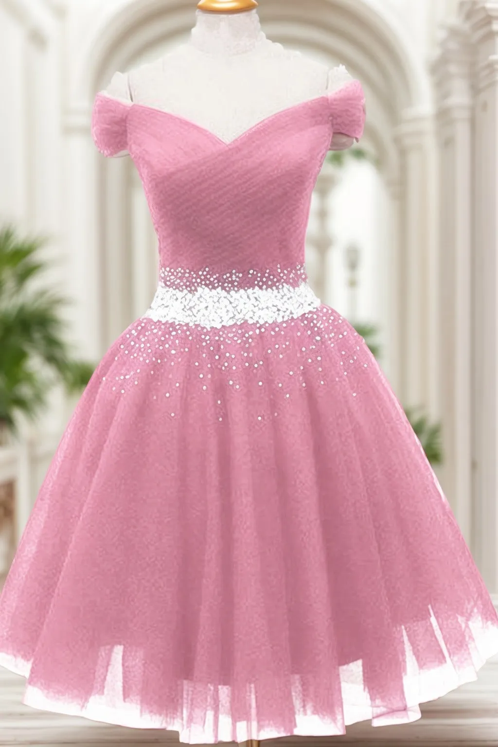 A-Line Knee Length Tulle Homecoming Dresses CS0524 sold by Cocomelody product image thumbnail 5