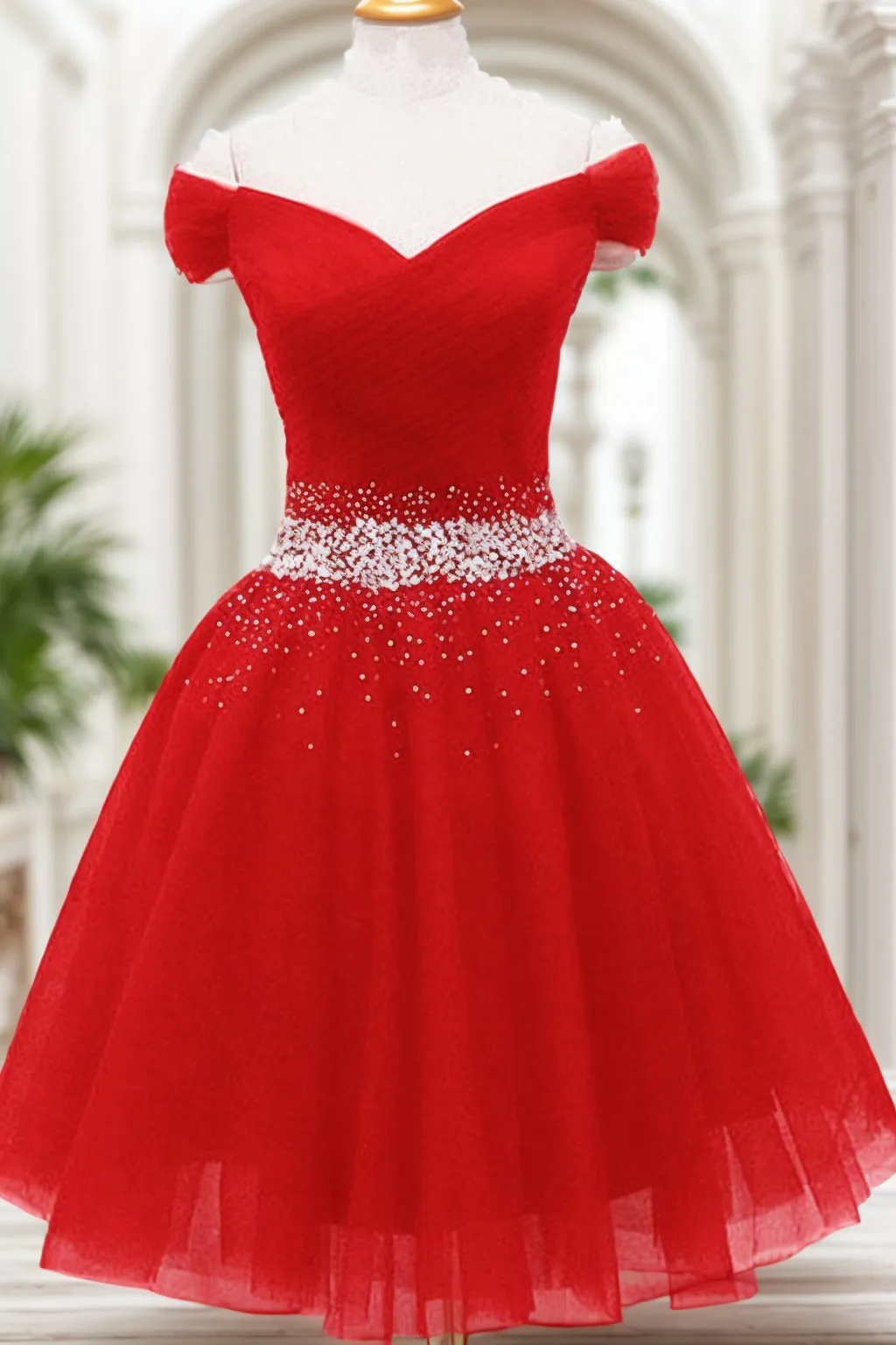 A-Line Knee Length Tulle Homecoming Dresses CS0524 sold by Cocomelody product image thumbnail 2