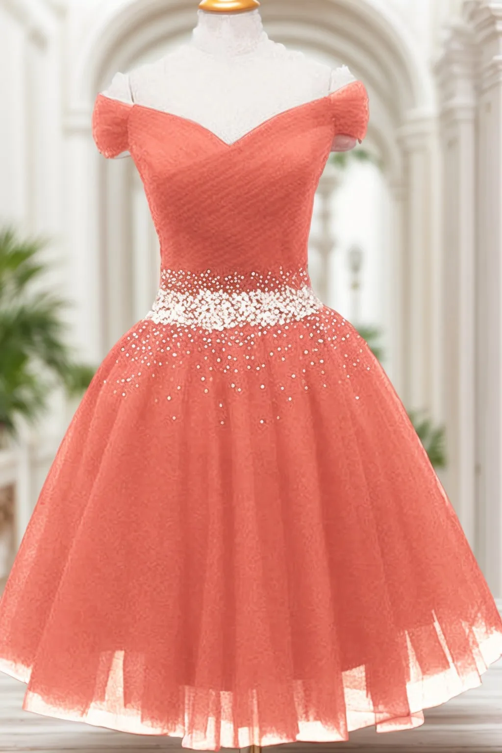 A-Line Knee Length Tulle Homecoming Dresses CS0524 sold by Cocomelody product image thumbnail 3
