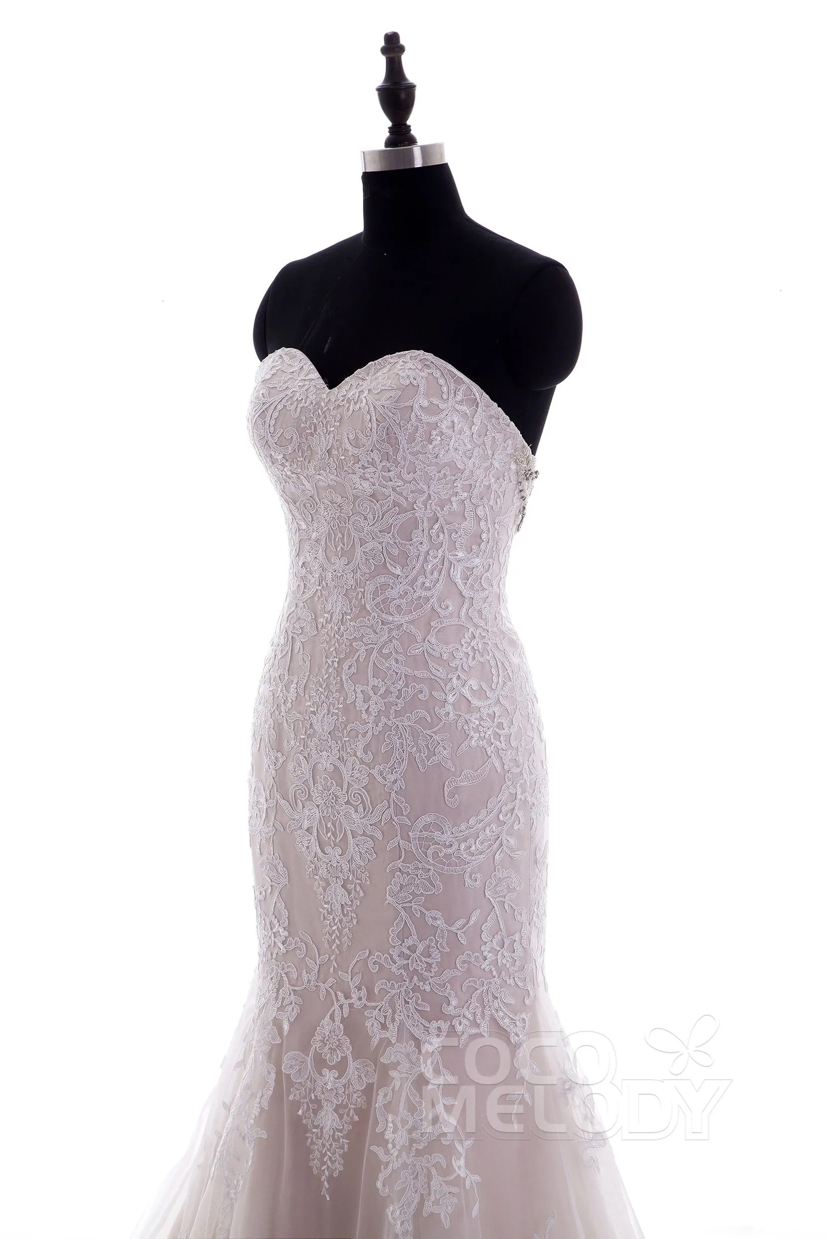 Trumpet-Mermaid Court Train Tulle Lace Wedding Dress LD3906 sold by Cocomelody product image thumbnail 5