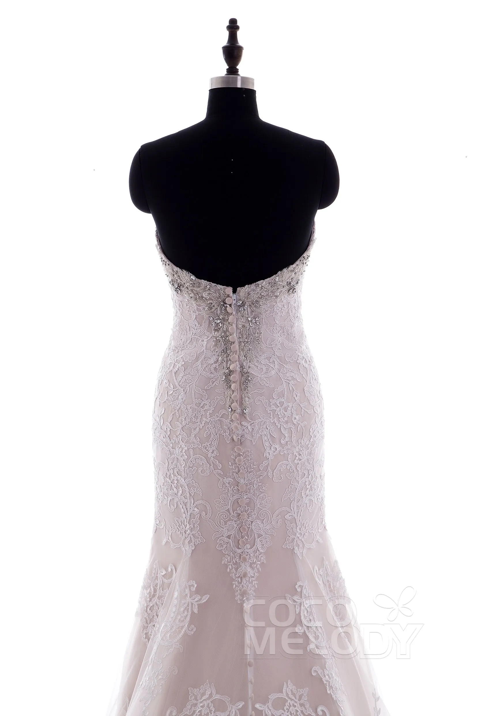 Trumpet-Mermaid Court Train Tulle Lace Wedding Dress LD3906 sold by Cocomelody product image thumbnail 4