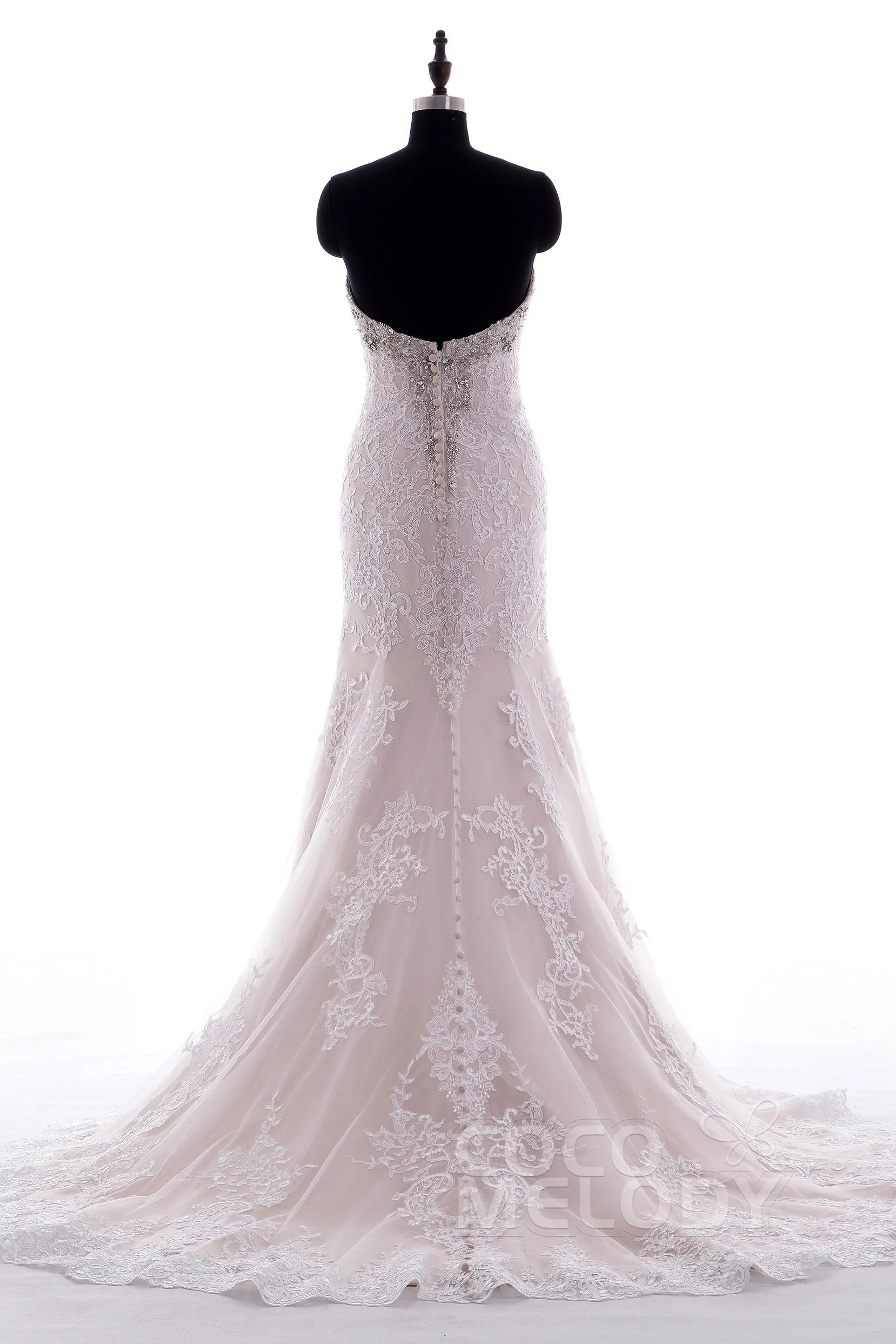 Trumpet-Mermaid Court Train Tulle Lace Wedding Dress LD3906 sold by Cocomelody product image thumbnail 2