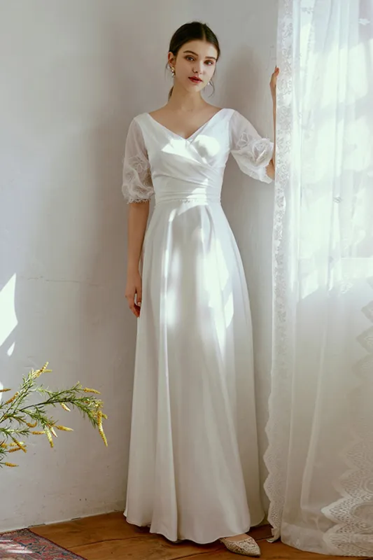 Sheath Floor Length Elastic Cloth Wedding Dress CW2677 sold by Cocomelody