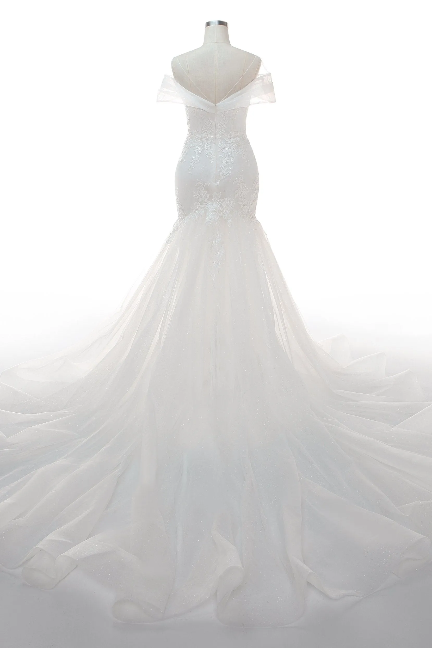 Trumpet-Mermaid Court Train Tulle Wedding Dress CW2401 sold by Cocomelody product image thumbnail 2