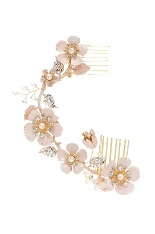 Alloy Hair Combs with Pearl Rhinestone CH0382 sold by Cocomelody