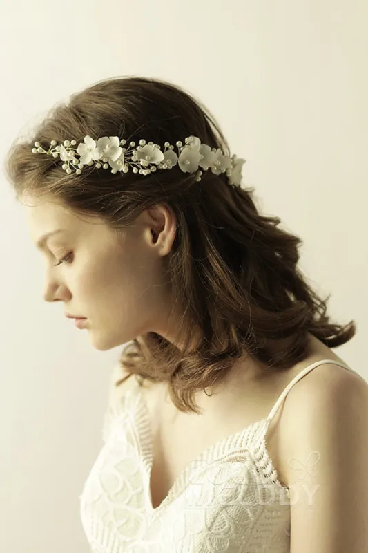 Alloy Headbands with Pearls and Flower CH0311 sold by Cocomelody