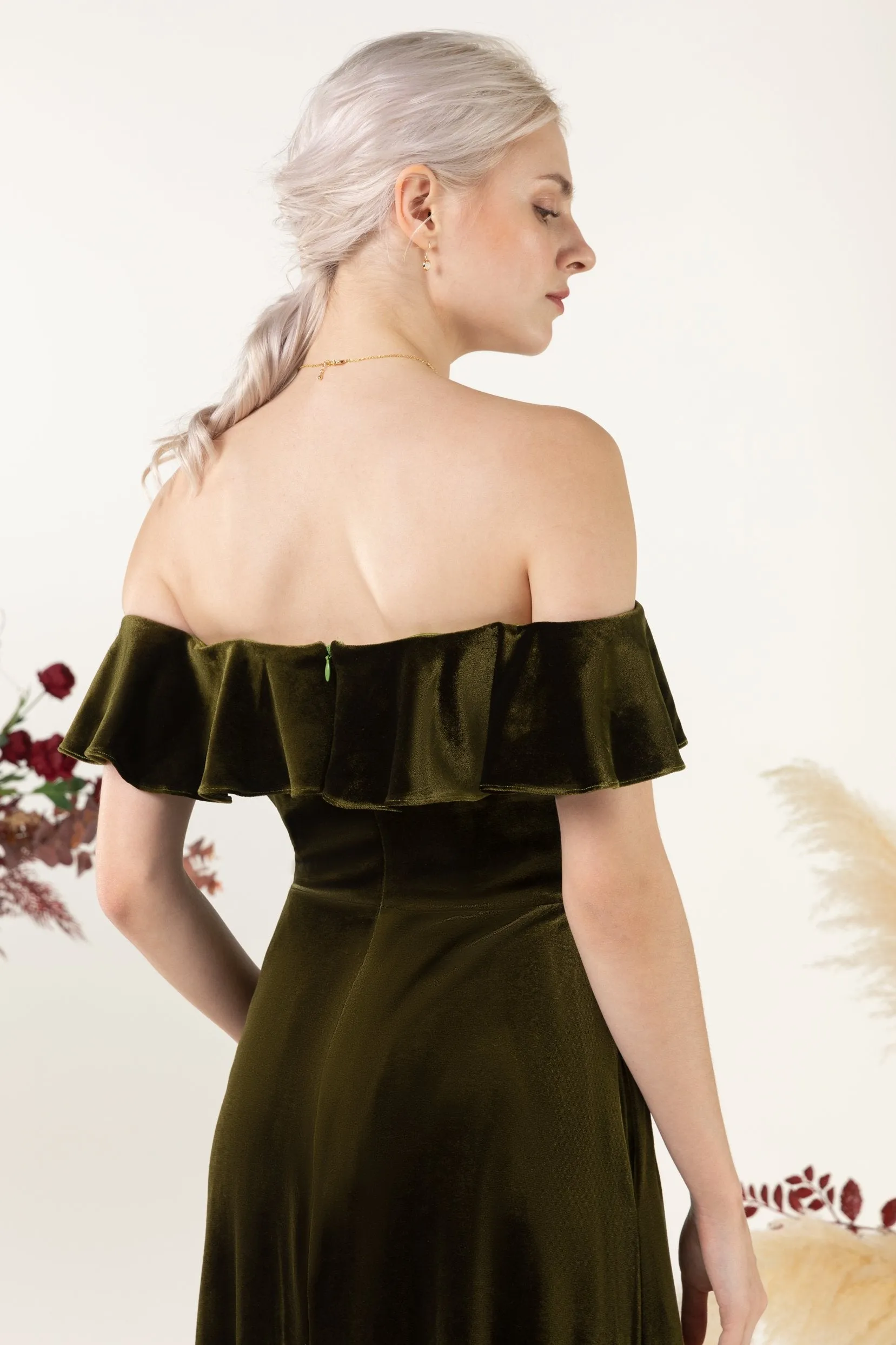 Sheath-Column Floor Length Velvet Bridesmaid Dress Formal Dresses CB0522 sold by Cocomelody product image thumbnail 2