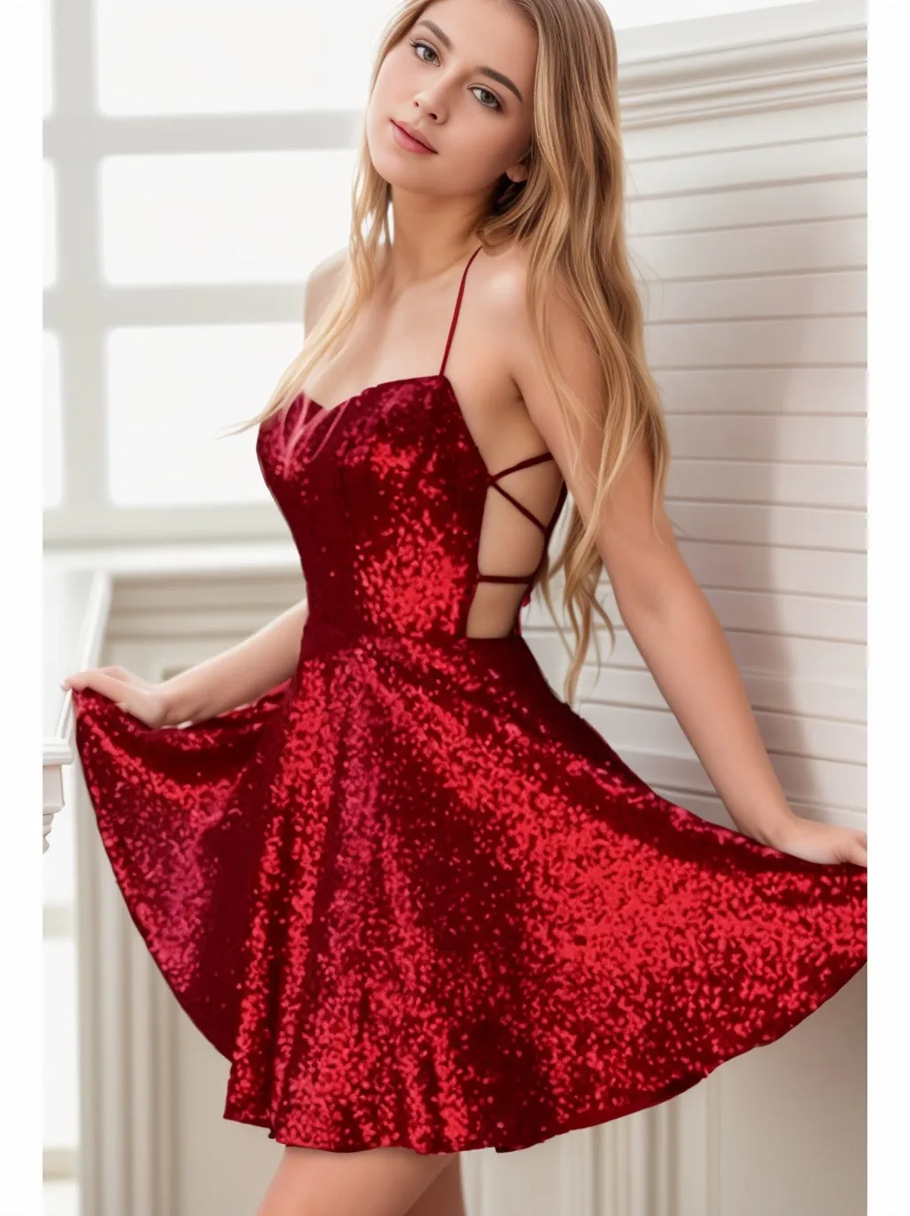 A-Line Short-Mini Sequined Graduation Dresses CS0551 sold by Cocomelody product image thumbnail 2