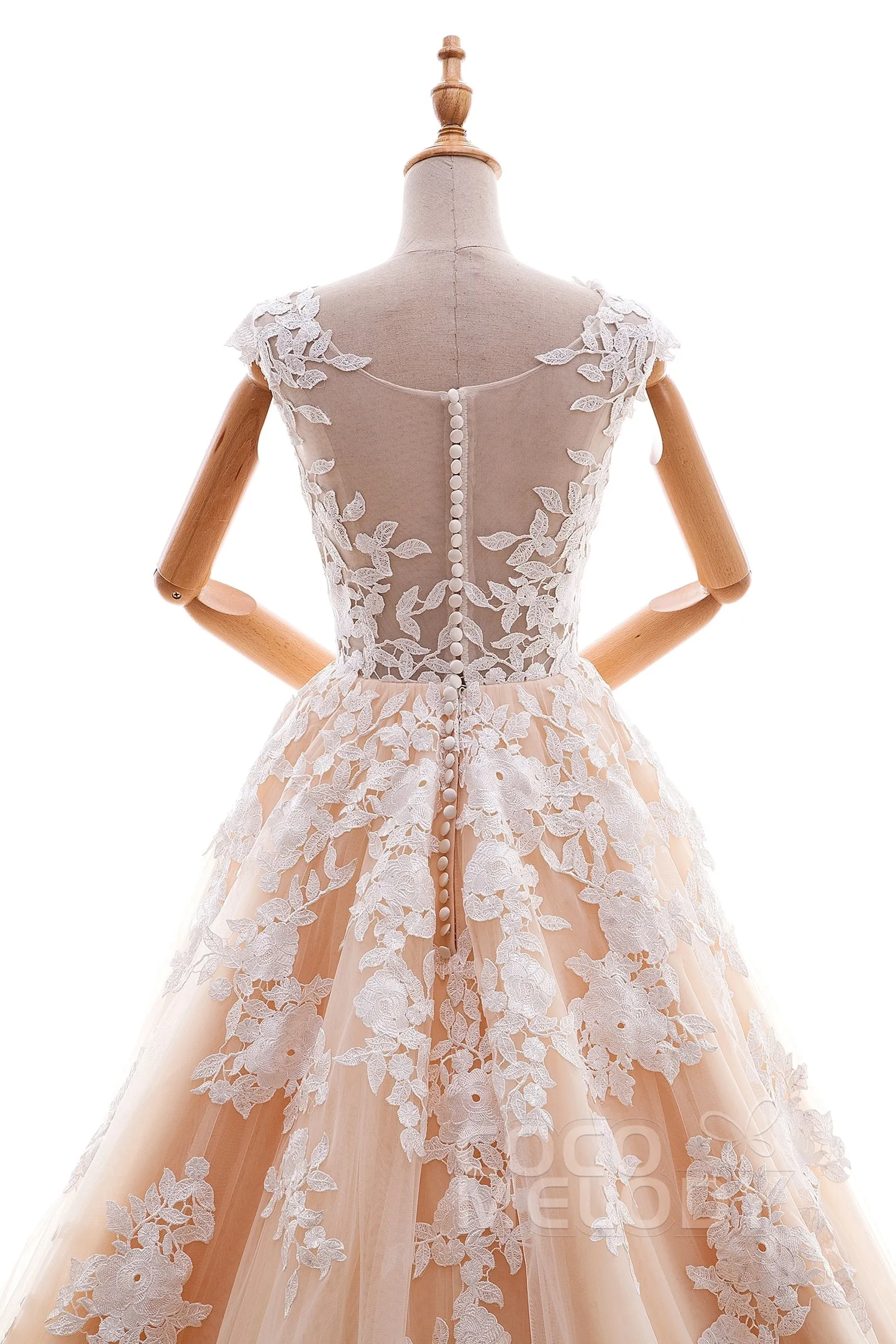 A-Line Cathedral Train Tulle and Lace Wedding Dress LD4534 sold by Cocomelody product image thumbnail 5