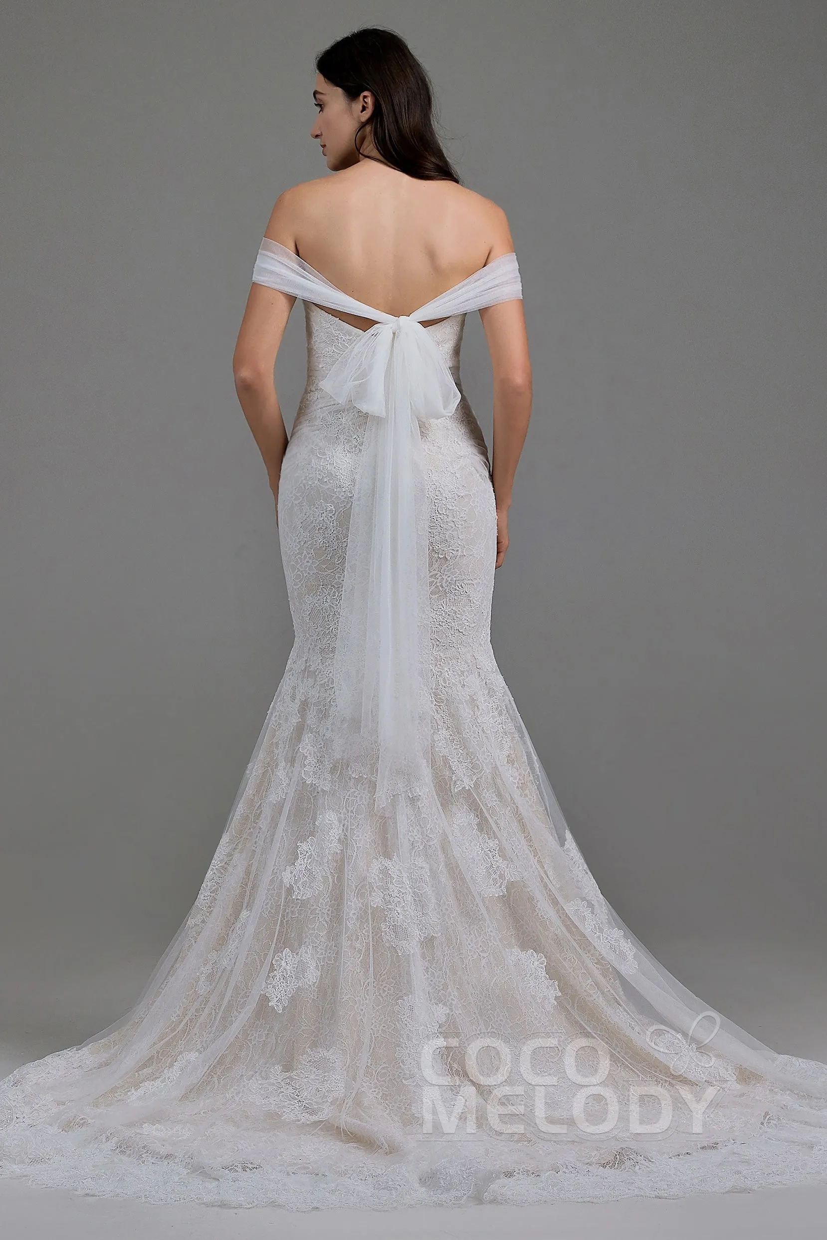 Trumpet-Mermaid Court Train Lace Wedding Dress LD5778 sold by Cocomelody product image thumbnail 4