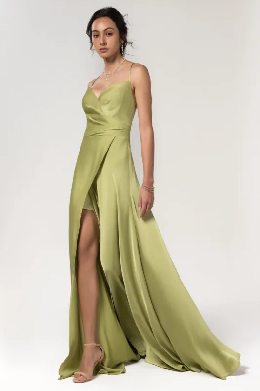 A-Line Floor Length Luxe Satin Bridesmaid Dress Formal Dresses CB0579 sold by Cocomelody