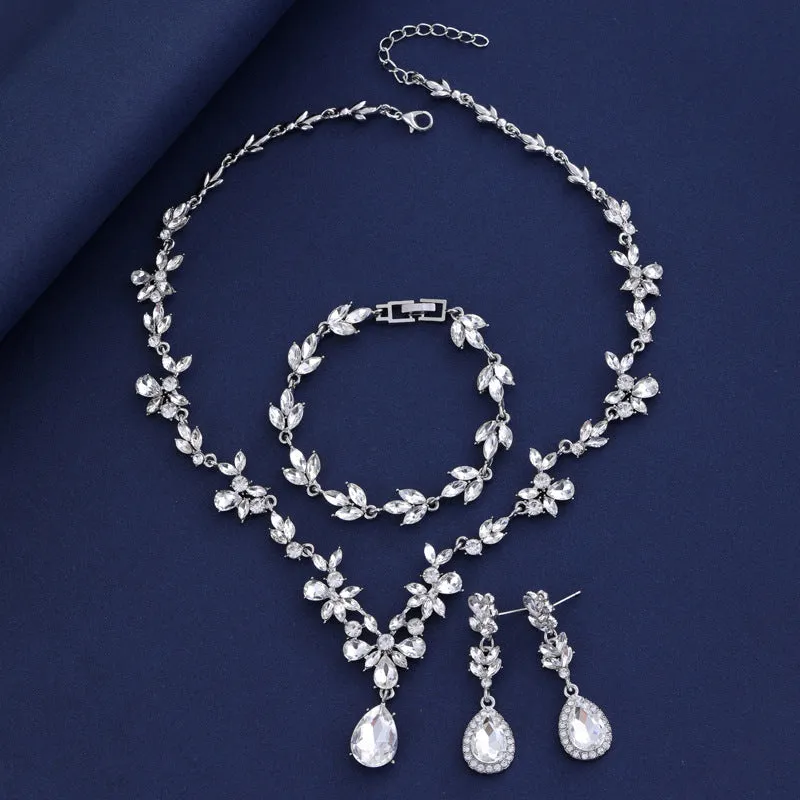 Luxury Drop bride Wedding dress Jewelry set Necklace Earrings Bracelet three-piece set 805785312365 sold by Cocomelody product image thumbnail 4