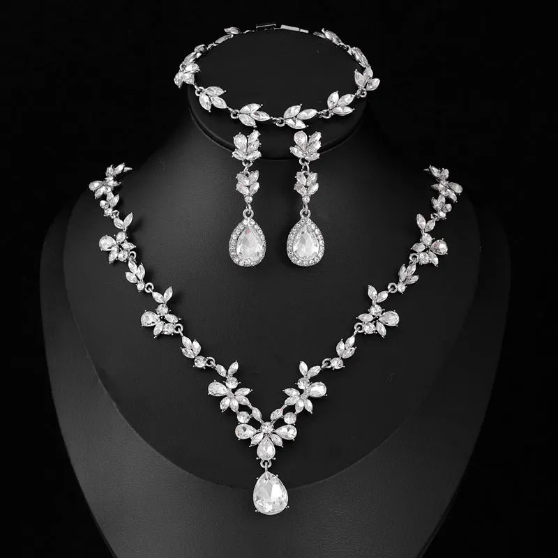 Luxury Drop bride Wedding dress Jewelry set Necklace Earrings Bracelet three-piece set 805785312365 sold by Cocomelody product image thumbnail 2