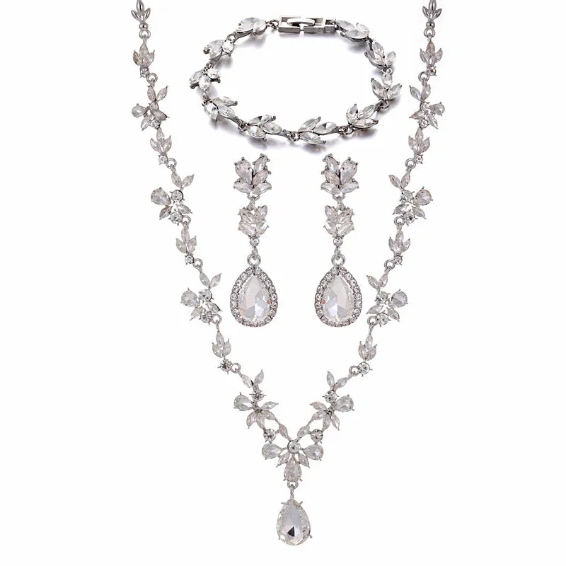 Luxury Drop bride Wedding dress Jewelry set Necklace Earrings Bracelet three-piece set 805785312365 sold by Cocomelody