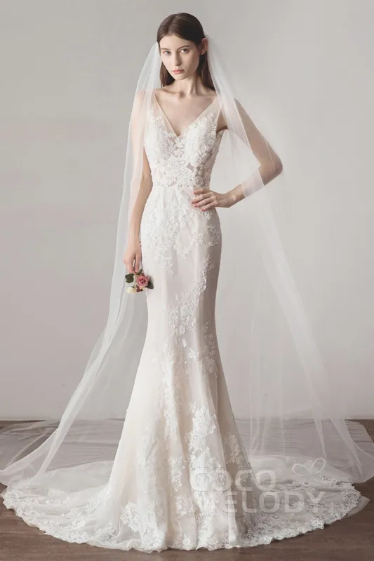 Charming One-tier Cut Edge Tulle Chapel Veils AV18036 sold by Cocomelody
