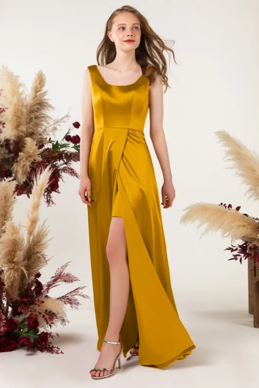 Sheath Sweep Luxe Satin Bridesmaid Dress Formal Dresses CB0496 sold by Cocomelody