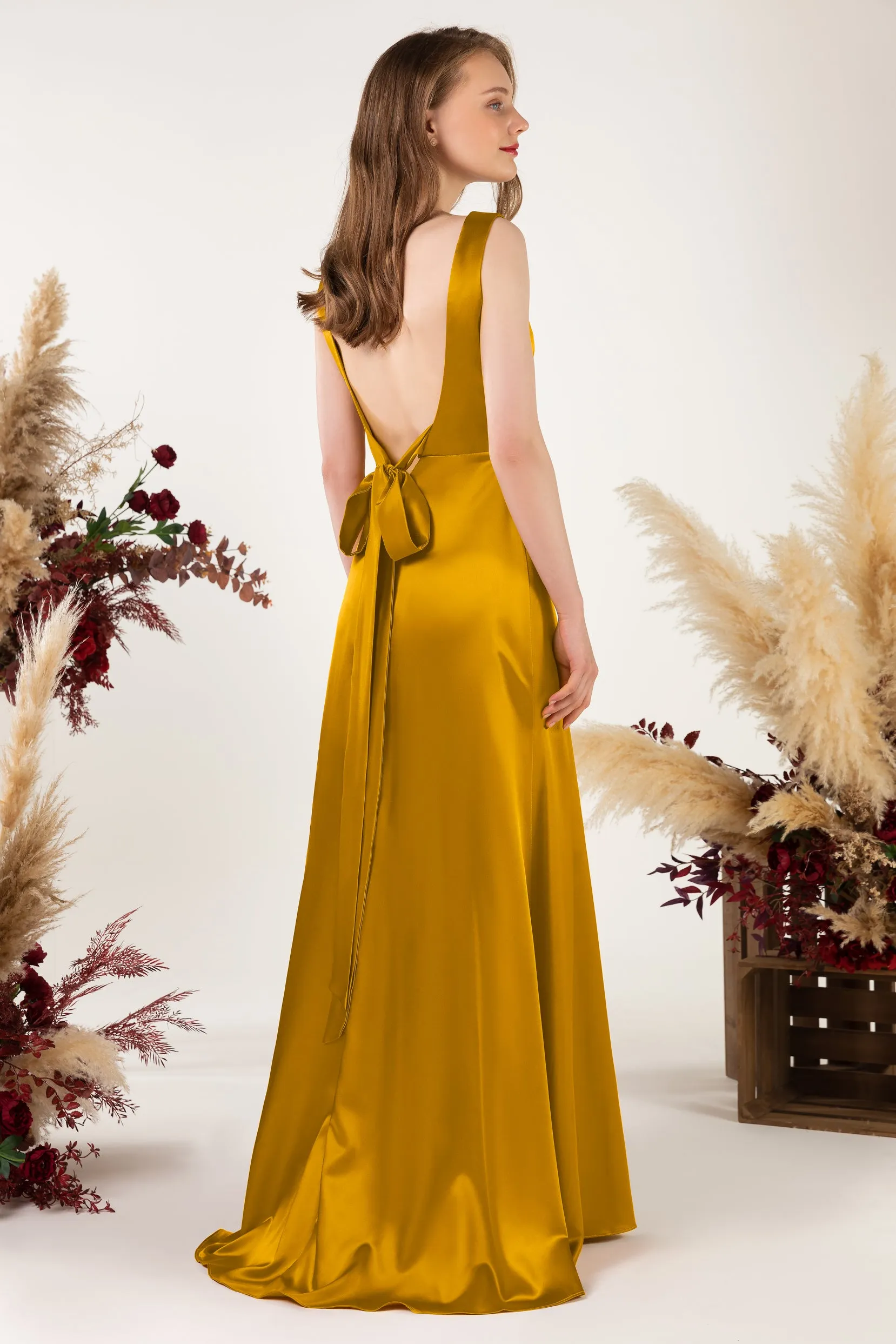 Sheath Sweep Acetate Satin Bridesmaid Dress Formal Dresses CB0496 sold by Cocomelody product image thumbnail 4