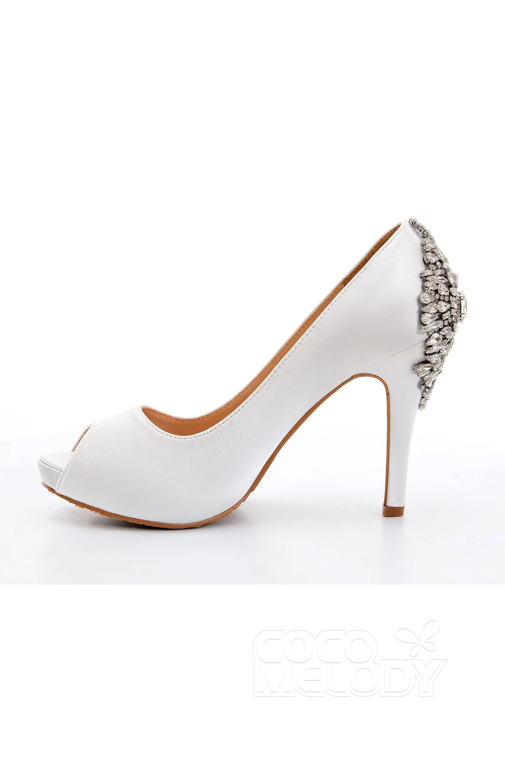 Stiletto Heel Satin Peep Toe Bridal Shoes SWS18001 sold by Cocomelody product image thumbnail 2