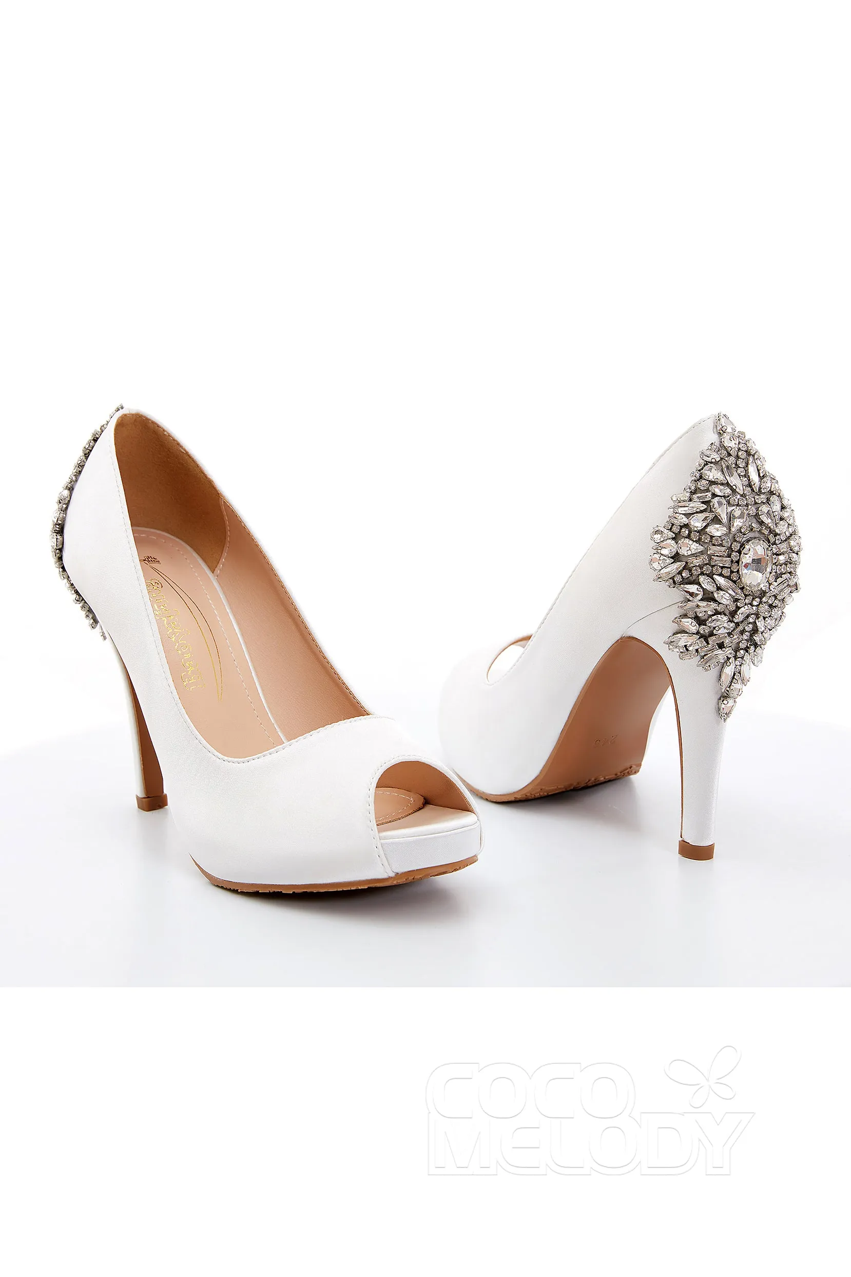 Stiletto Heel Satin Peep Toe Bridal Shoes SWS18001 sold by Cocomelody product image thumbnail 5