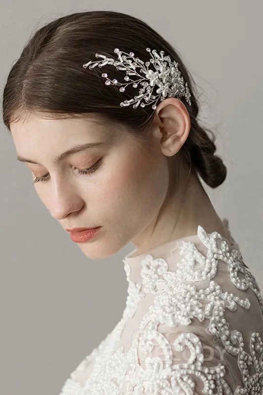 Alloy Hair Combs with Imitation Pearl and Crystals CH0210 sold by Cocomelody