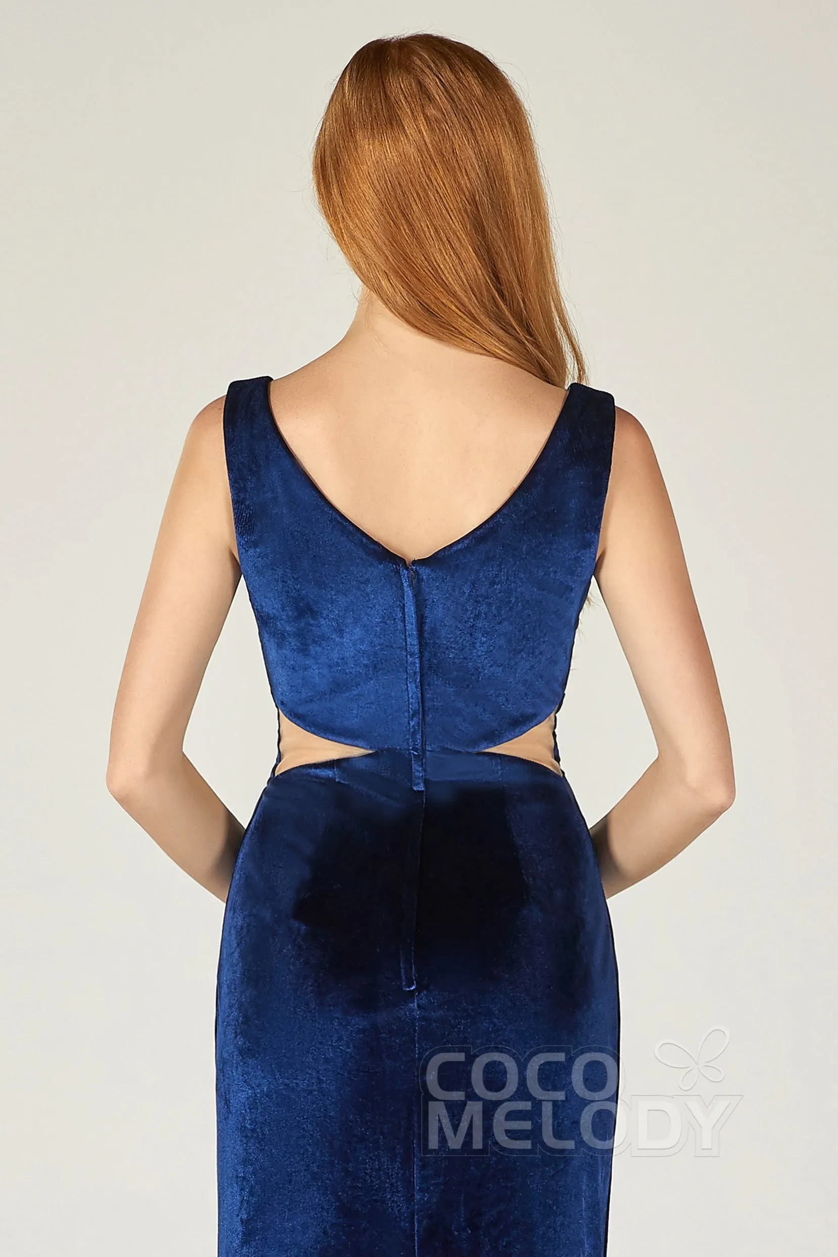 Sheath-Column Floor Length Velvet Bridesmaid Dress Formal Dresses CB0369 sold by Cocomelody product image thumbnail 5