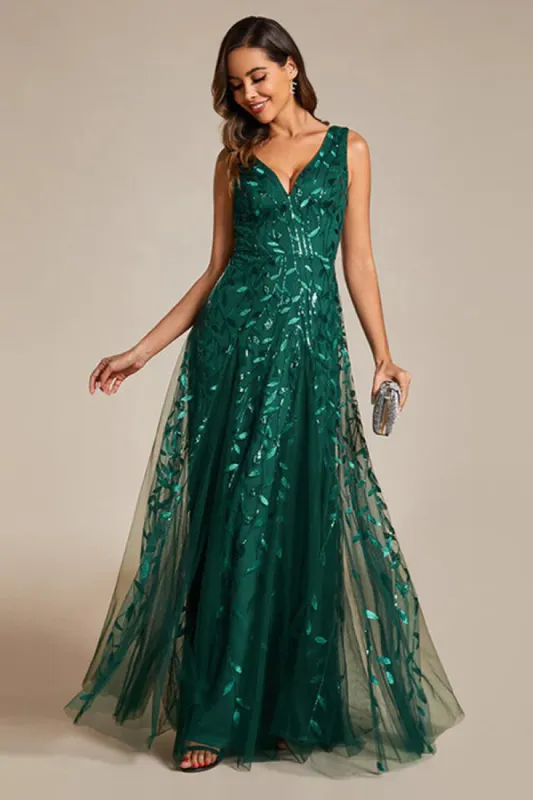 A-Line Floor Length Glitter Dress CM0191 sold by Cocomelody