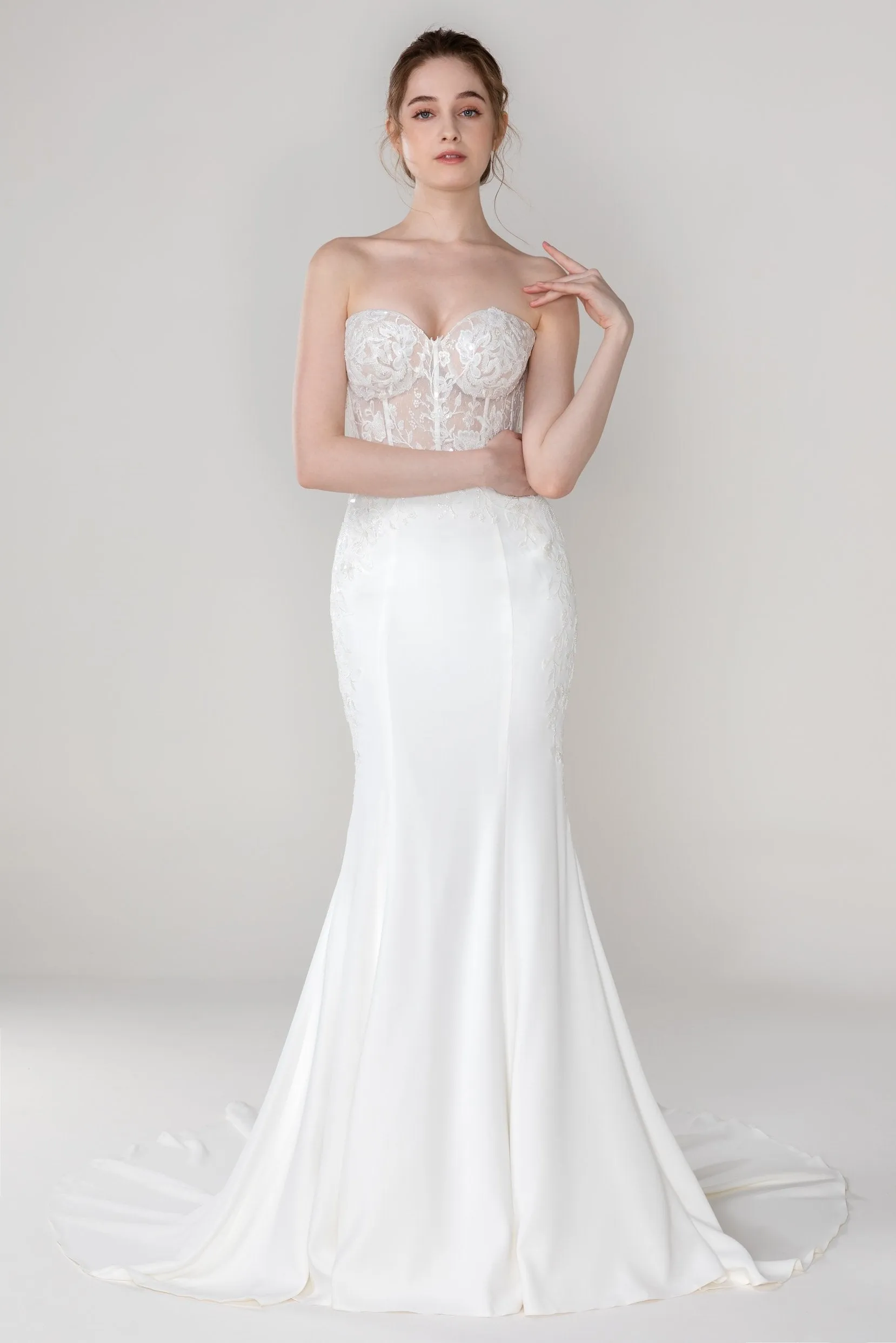 Trumpet-Mermaid Court Train Stretch Satin Wedding Dress CW2447CR sold by Cocomelody product image thumbnail 3