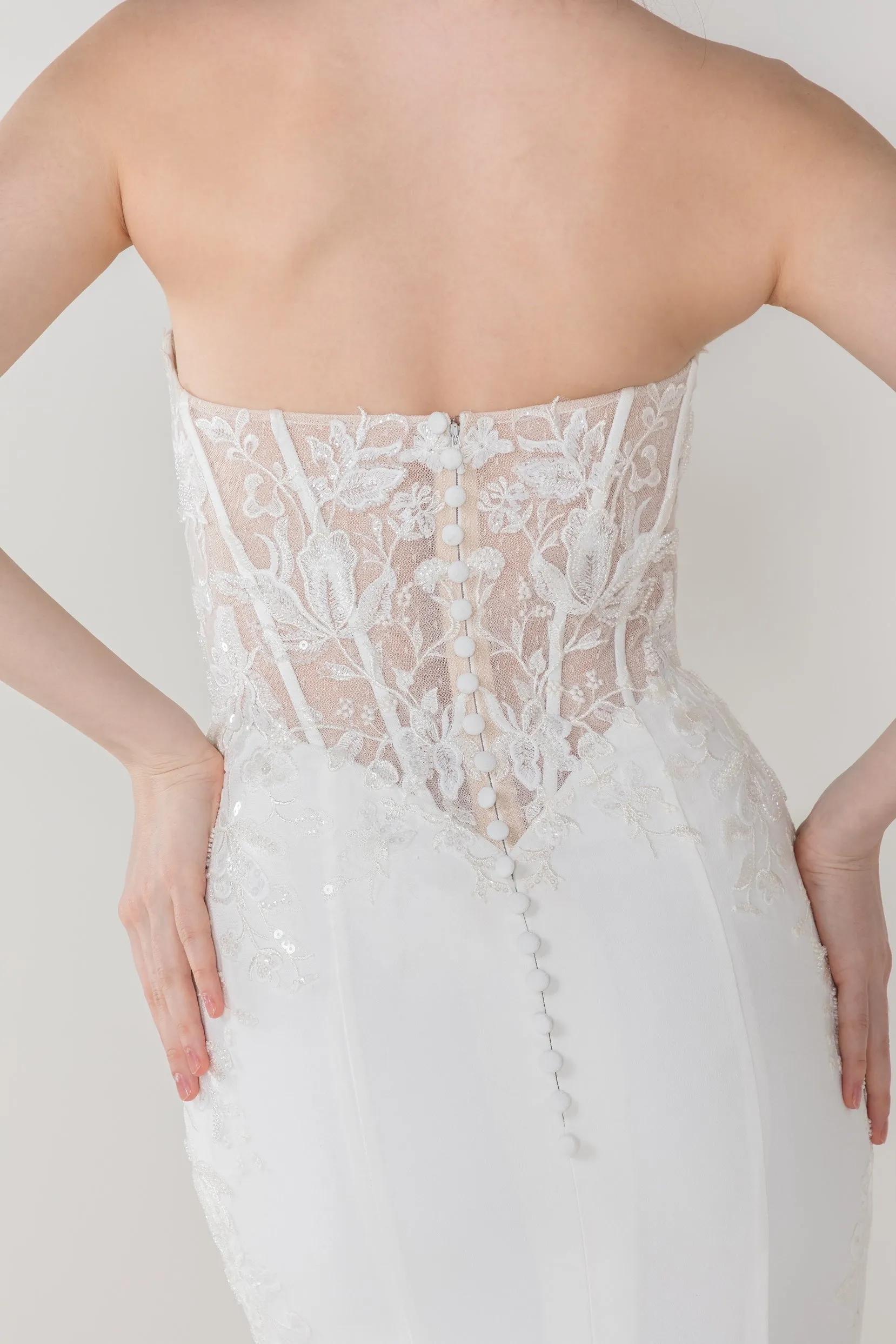 Trumpet-Mermaid Court Train Stretch Satin Wedding Dress CW2447CR sold by Cocomelody product image thumbnail 5