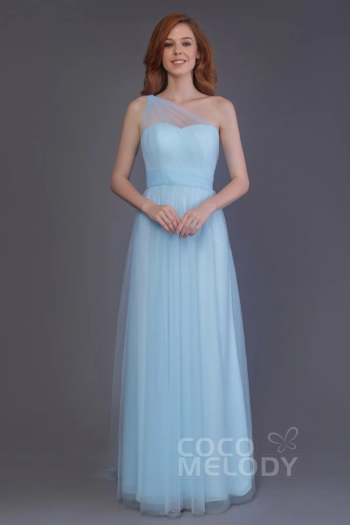 Sheath-Column Floor Length Tulle Bridesmaid Dress PR3556 sold by Cocomelody