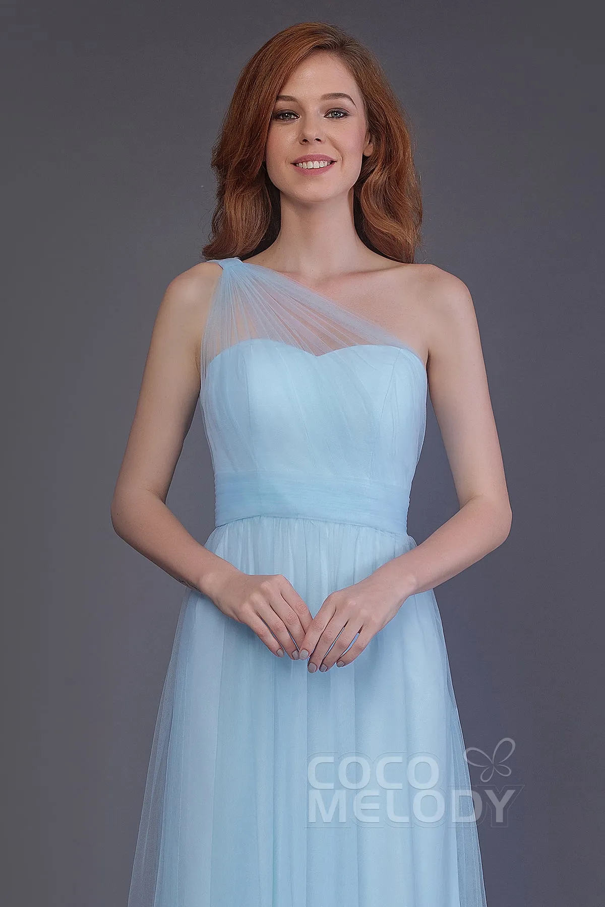 Sheath-Column Floor Length Tulle Bridesmaid Dress PR3556 sold by Cocomelody product image thumbnail 5