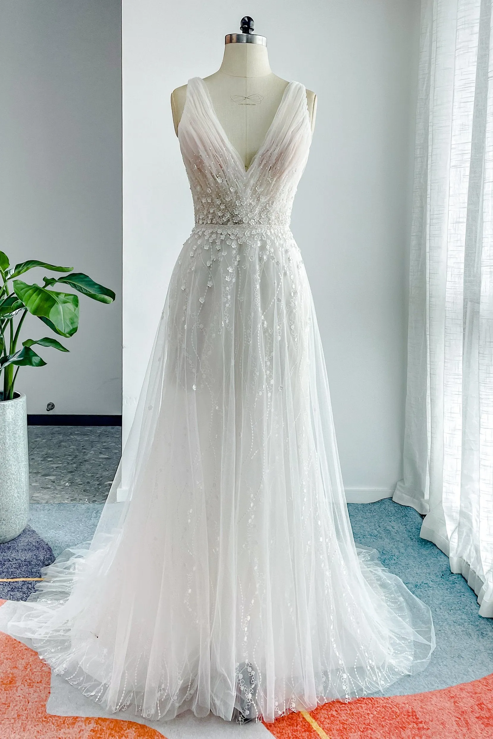 A-Line Court Train Tulle Wedding Dress CW3205 sold by Cocomelody