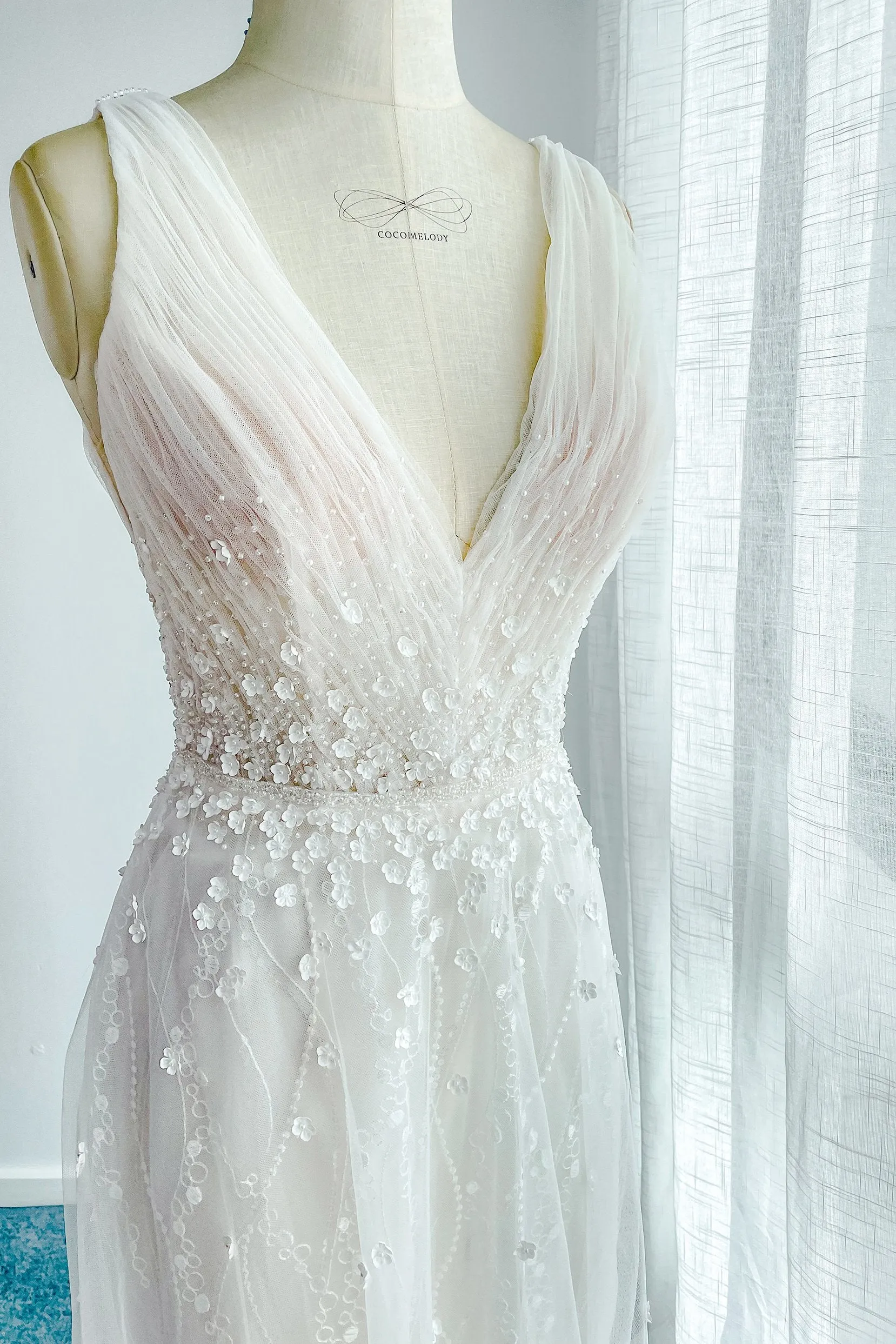 A-Line Court Train Tulle Wedding Dress CW3205 sold by Cocomelody product image thumbnail 5