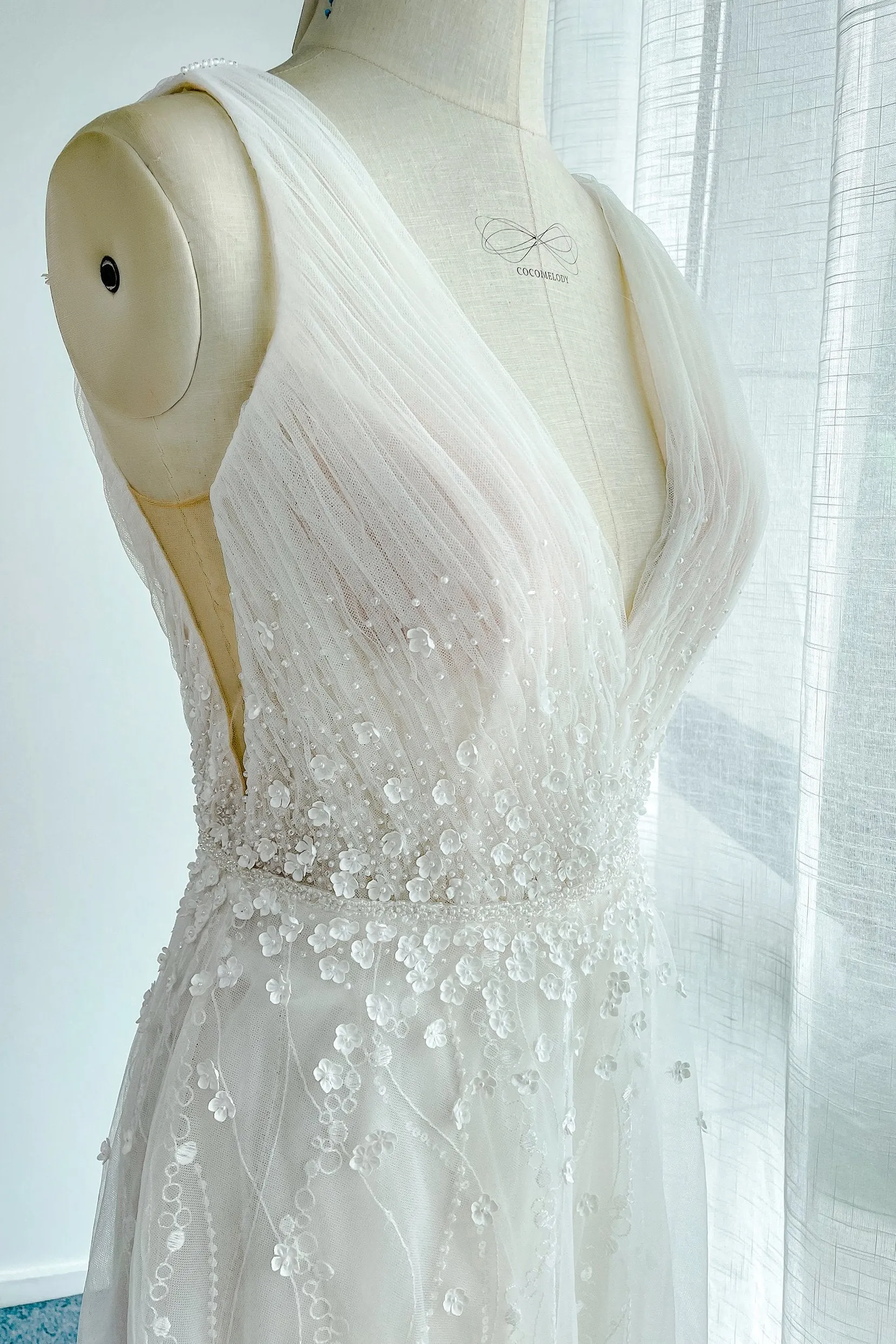 A-Line Court Train Tulle Wedding Dress CW3205 sold by Cocomelody product image thumbnail 4