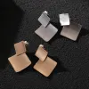 Simple square geometry alloy earrings Fashion light luxury all-in-one women's ear clips 720384731306 sold by Cocomelody