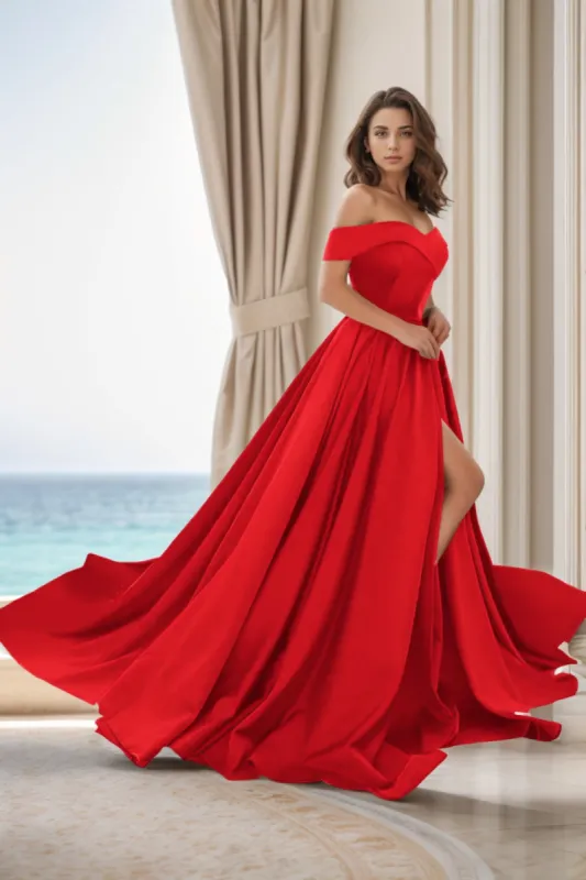 A-Line Court Train Satin Prom Dress CS0405 sold by Cocomelody