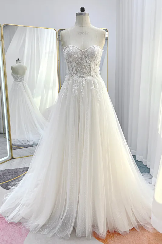 A-Line Court Train Lace Tulle Wedding Dress CW3225 sold by Cocomelody