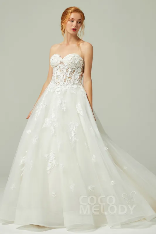 A-Line Court Train Tulle Wedding Dress CW2200 sold by Cocomelody