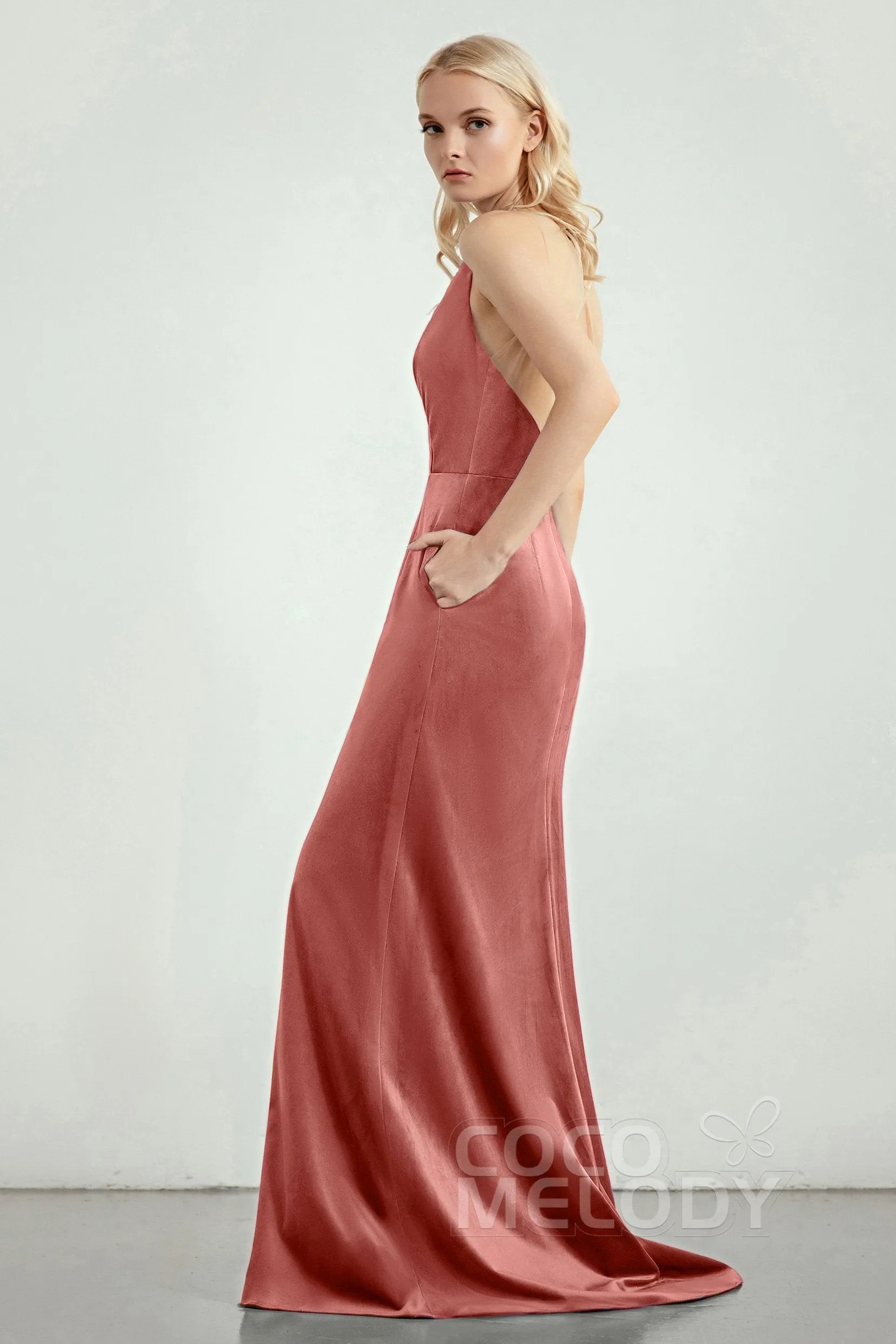 A-Line Sweep-Brush Train Bridesmaid Dress CB0276CR sold by Cocomelody product image thumbnail 4