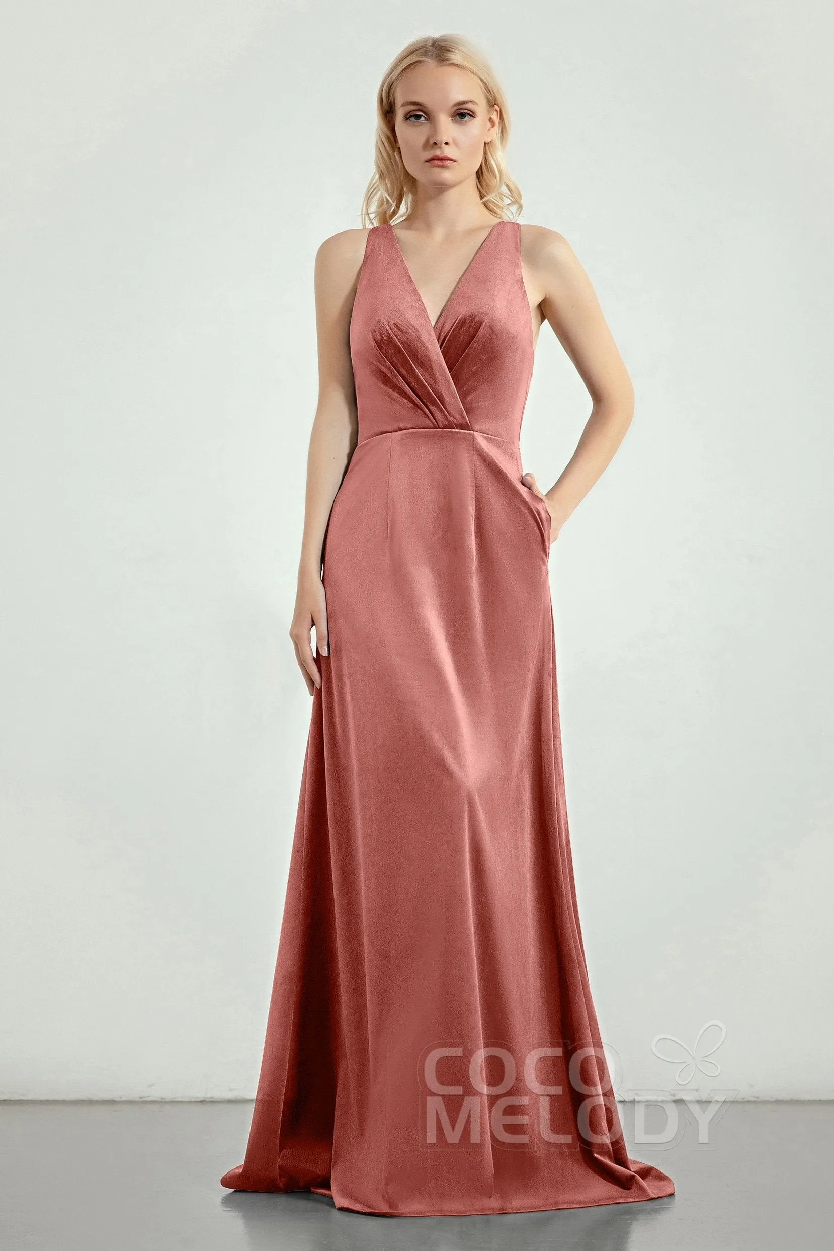 A-Line Sweep-Brush Train Bridesmaid Dress CB0276CR sold by Cocomelody product image thumbnail 3
