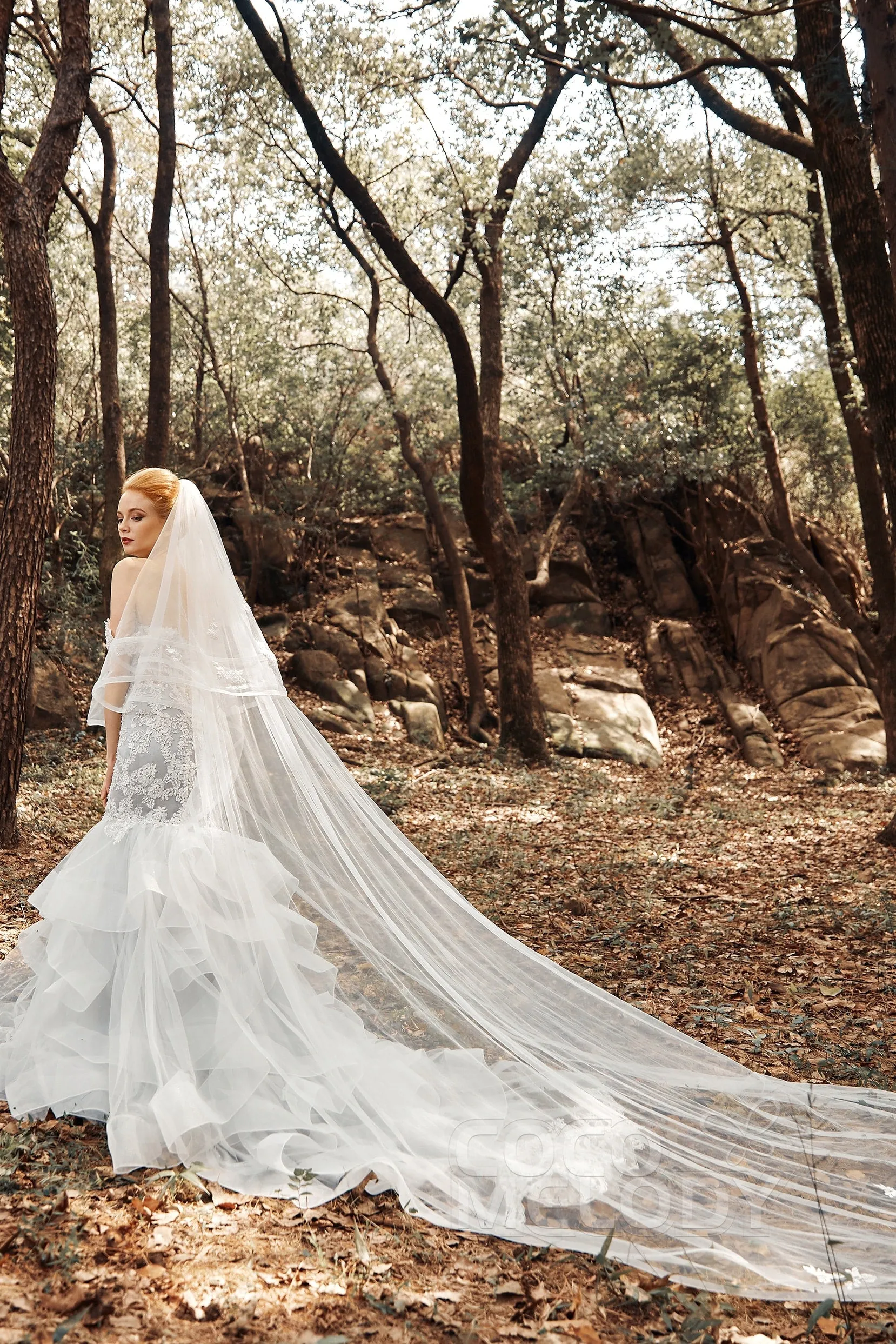 Two-tier Lace Edge Tulle Cathedral Veils Appliques CV0192 sold by Cocomelody product image thumbnail 5