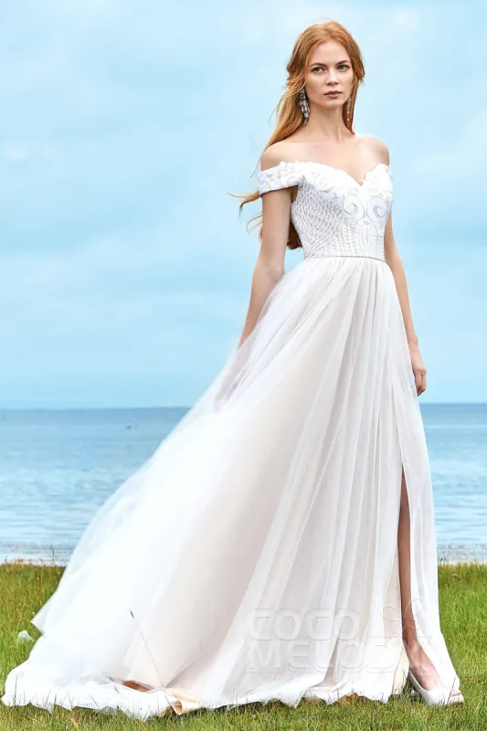 A-Line Court Train Sequined Lace Wedding Dress LD5868 sold by Cocomelody
