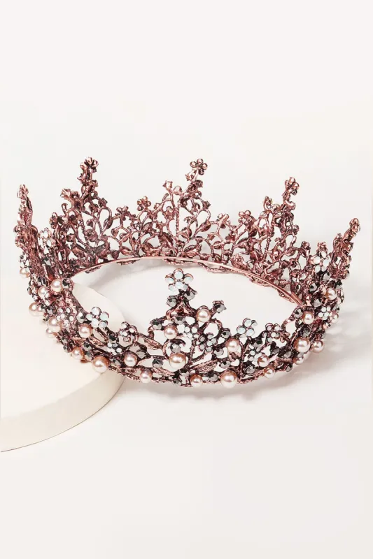 Alloy Tiaras with Imitation Pearl Rhinestone CH0402 sold by Cocomelody