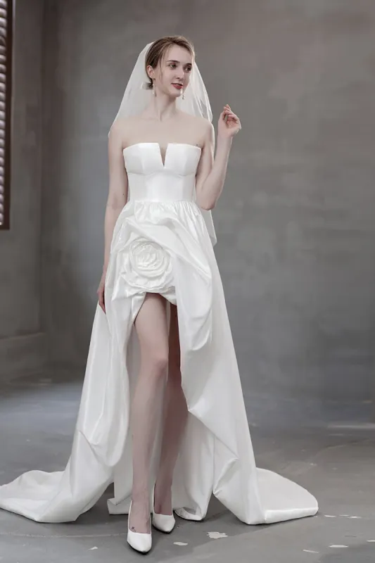 A-Line Sweep-Brush Train Taffeta Wedding Dress CW2964 sold by Cocomelody