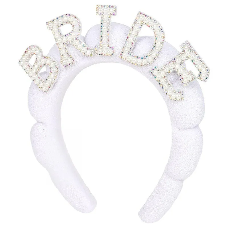 Bride color diamond bride sponge white headband 800455882013 sold by Cocomelody