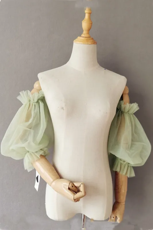 Avocado Green wedding Accessories Summer Sun Protection Sleeve Soft yarn ruffled puffy sleeve Lantern sleeve all matching sleeves  648016981269 sold by Cocomelody