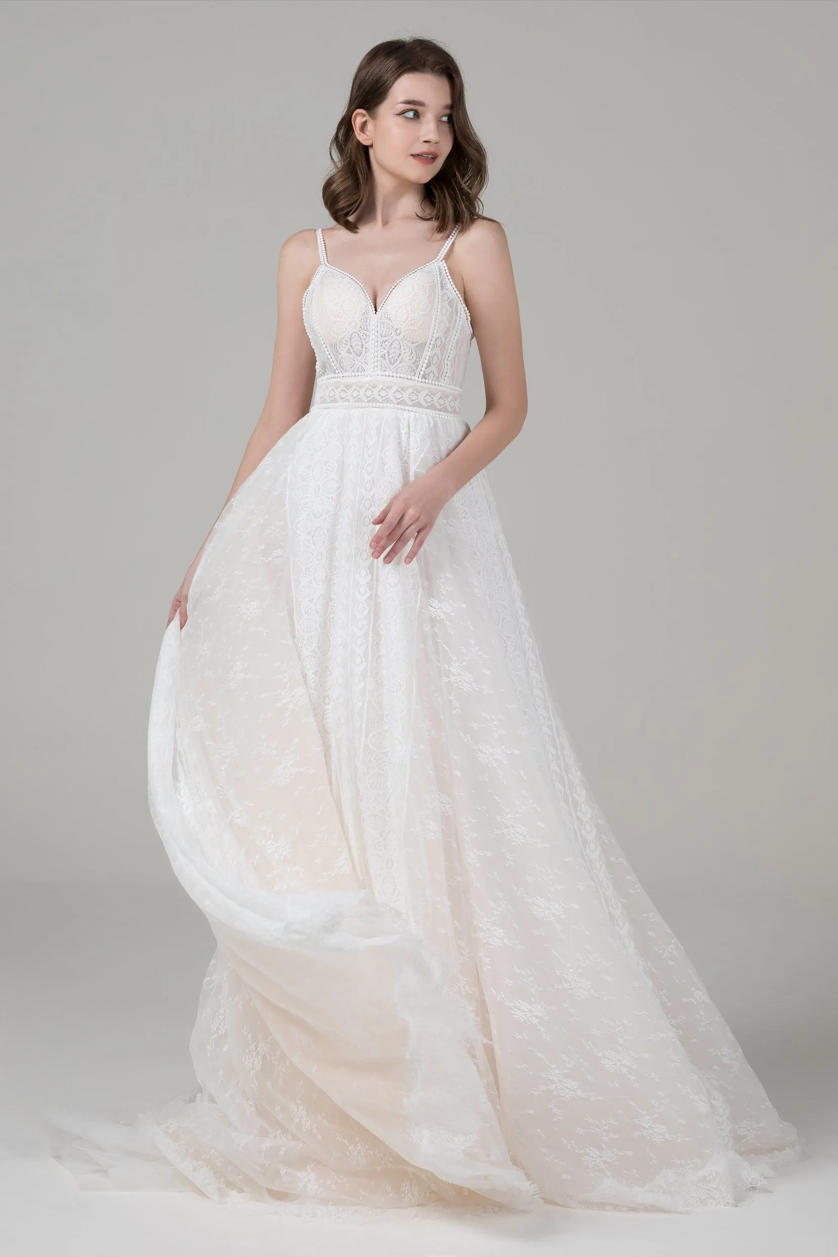 A-Line Court Train Lace Wedding Dress CW2548 sold by Cocomelody product image thumbnail 3