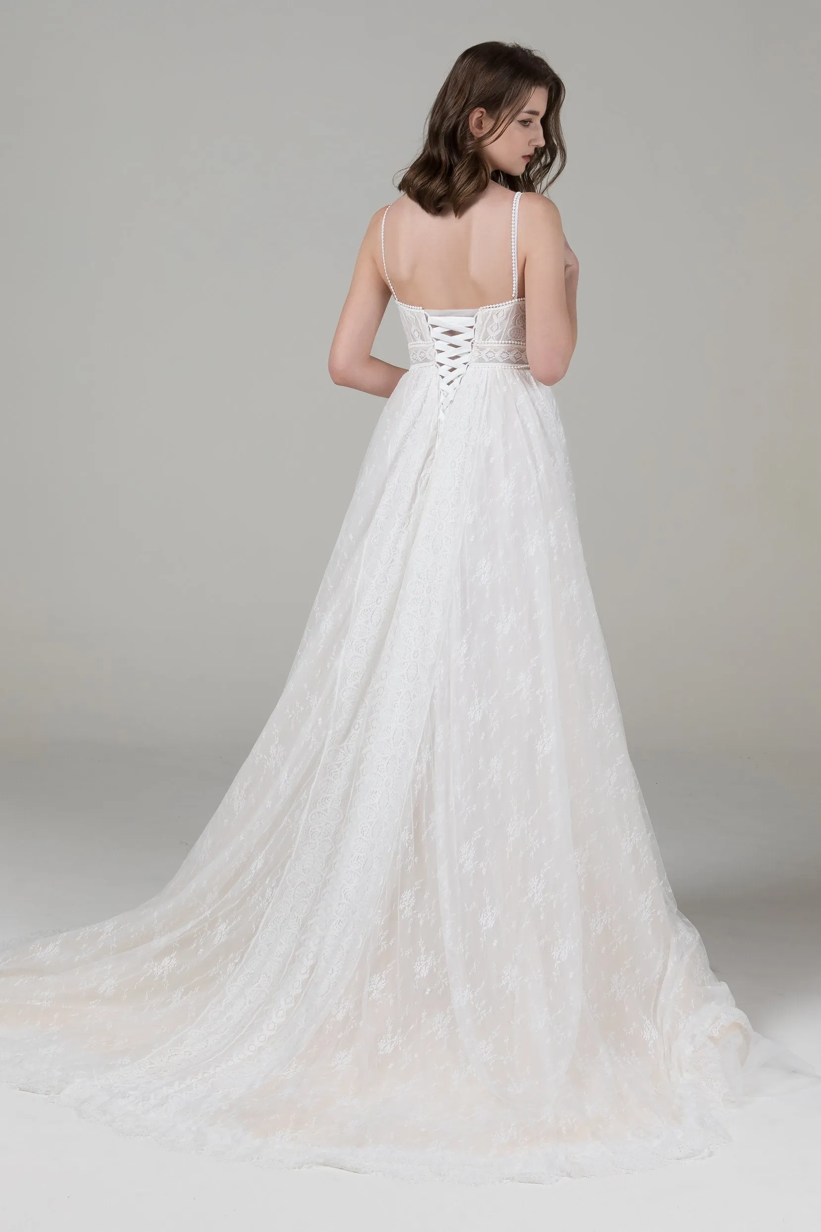 A-Line Court Train Lace Wedding Dress CW2548 sold by Cocomelody product image thumbnail 4